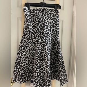 Express  Animal Print A-Line  fitted bodice strapless thick knit  dress
